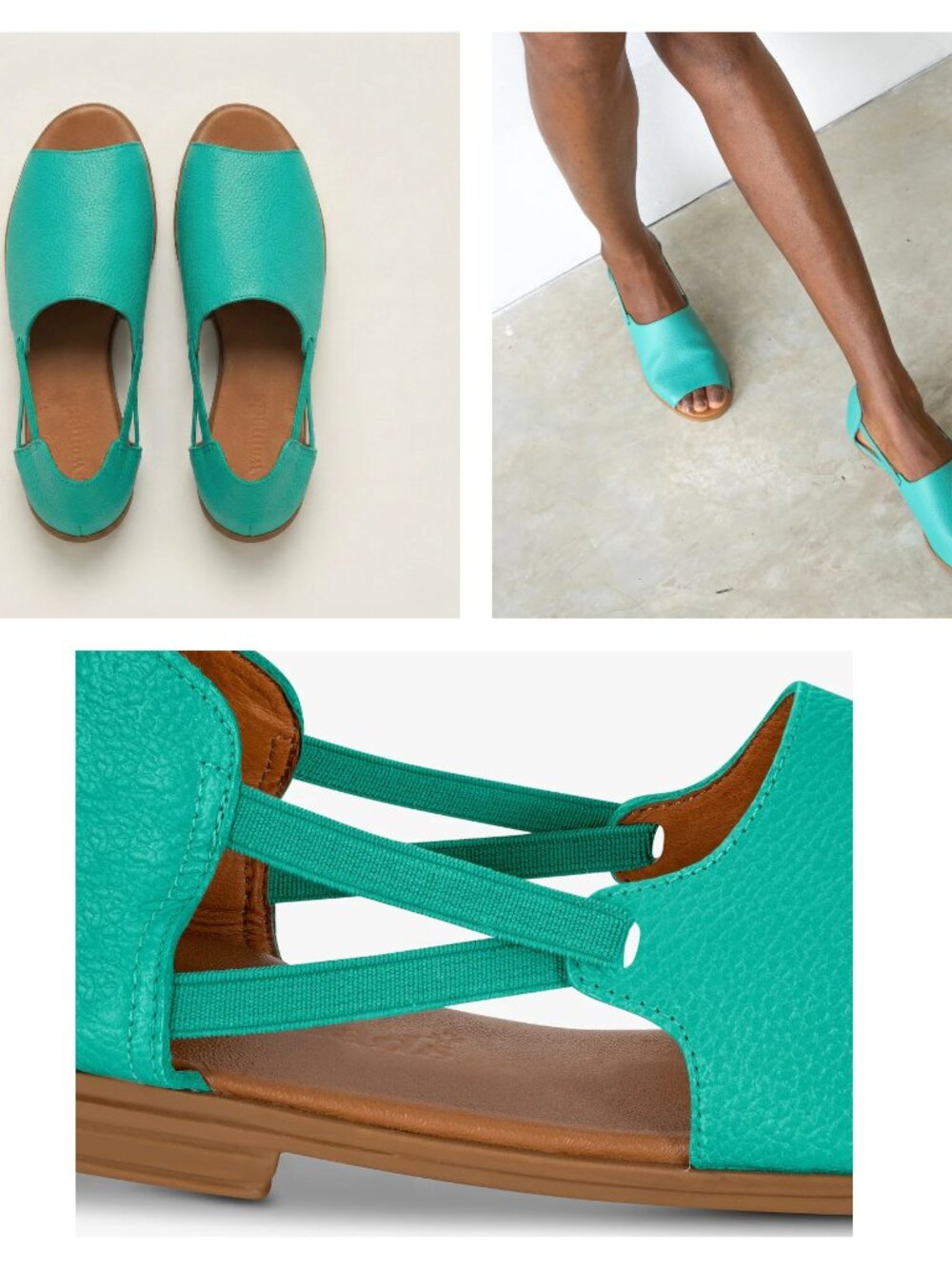 WOMADS 10 Turquoise Peep Toes Sandals Leather